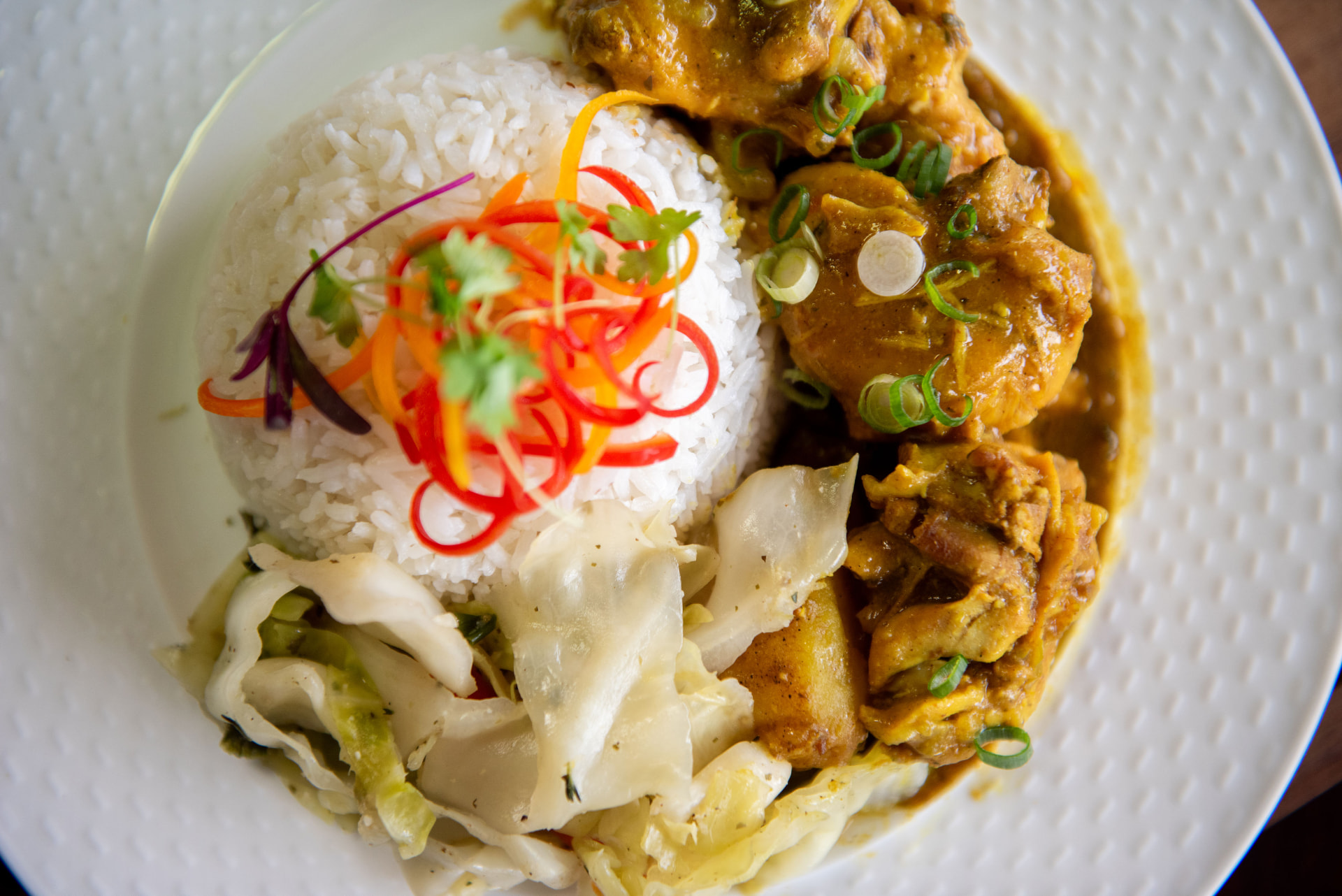 Curry Chicken plate at Mama Spice Jamaican Restaurant