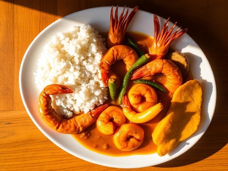 Curry Shrimp plate at Mama Spice Jamaican Restaurant