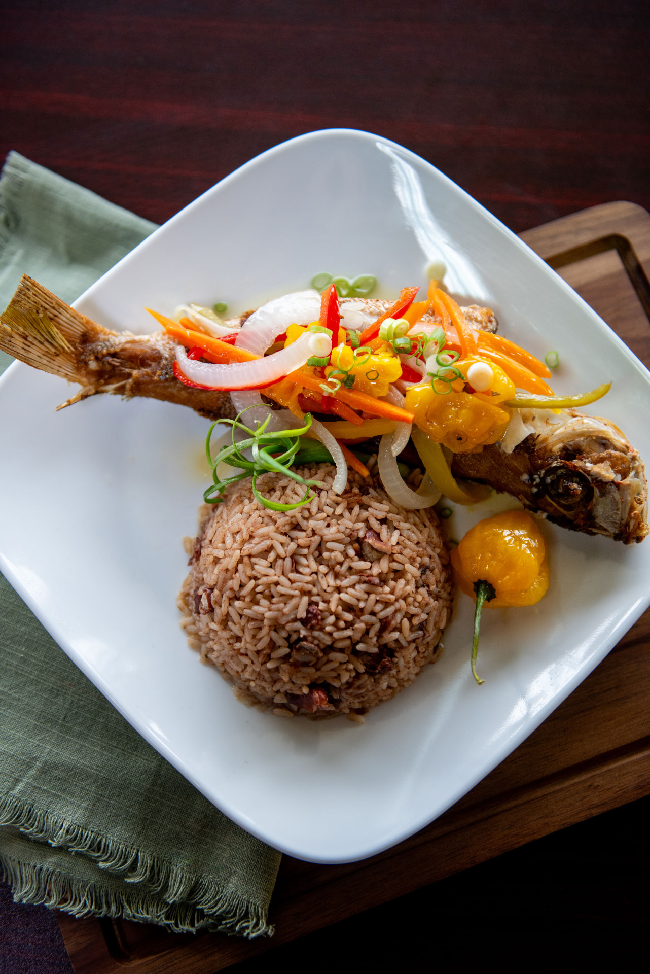 Escovitch Fish plate at Mama Spice Jamaican Restaurant